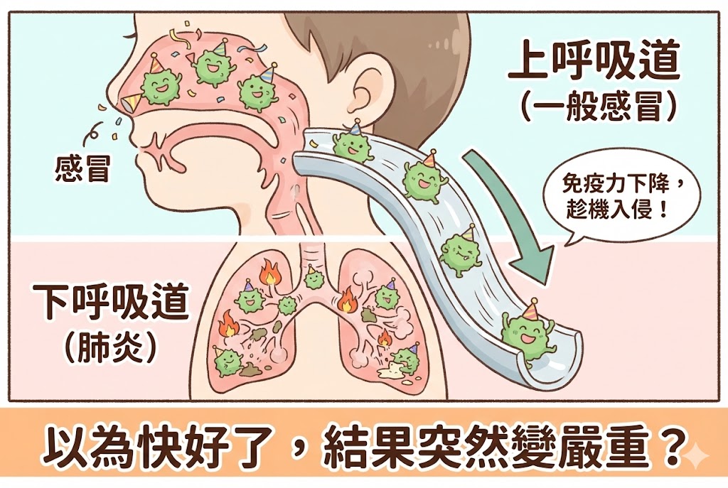 呼吸道感染進展示意圖