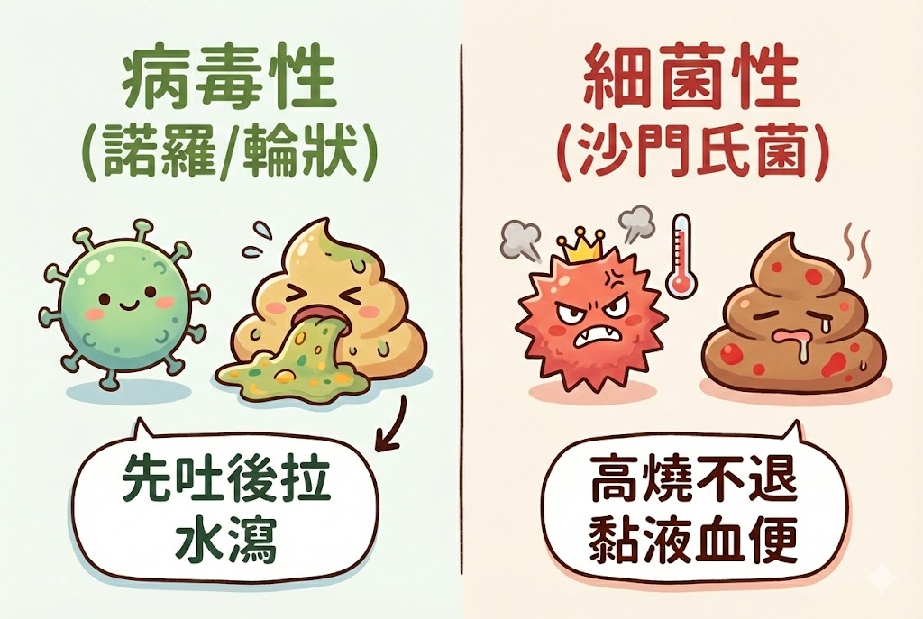 病毒性與細菌性腸胃炎差異