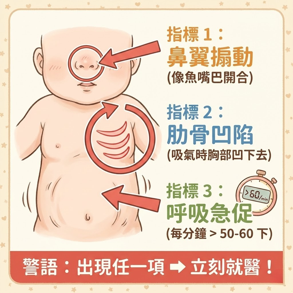 嬰兒RSV呼吸費力症狀判讀_肋骨凹陷與鼻翼搧動