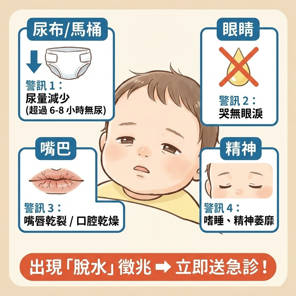 兒童腸胃炎脫水危險訊號_尿量減少與嘴唇乾裂_急診判斷