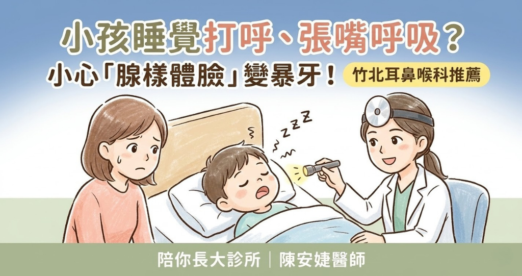 竹北耳鼻喉科推薦_陳安婕醫師_小孩睡覺打呼張口呼吸_腺樣體臉治療